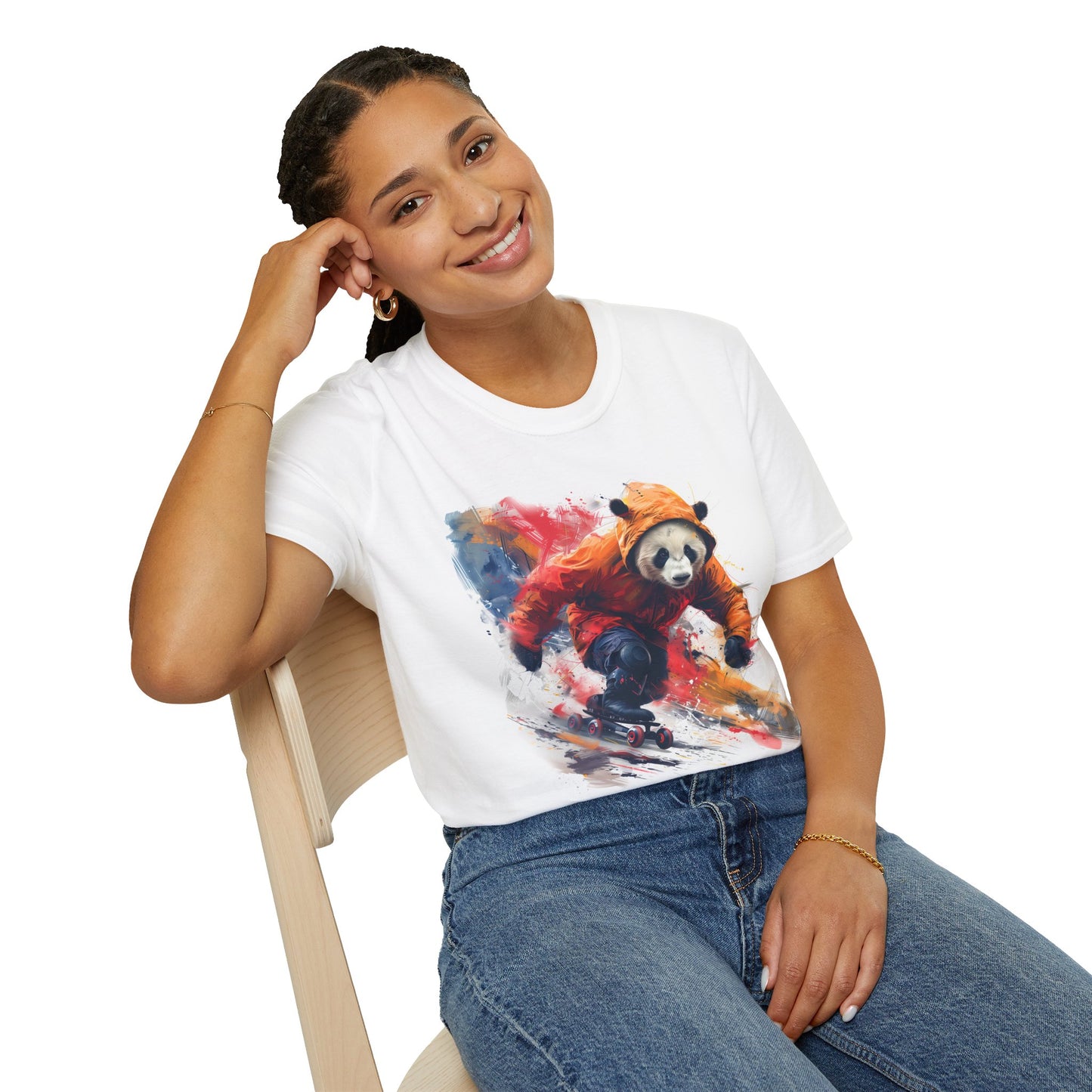 Skating Panda Unisex Softstyle T-Shirt